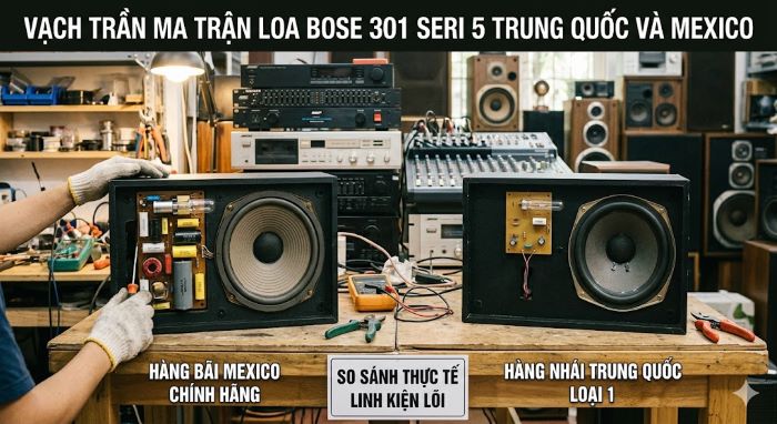 Tháo tung thùng loa bose 301 kiểm tra linh kiện lõi loa chính hãng